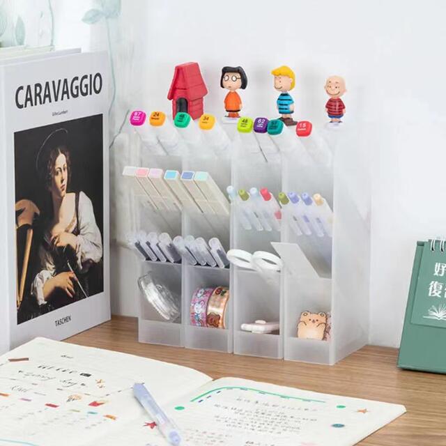 Z pen holder oblique multi-functional plastic office storage desktop finishing pen holder rectangular standing pen holder detail 2