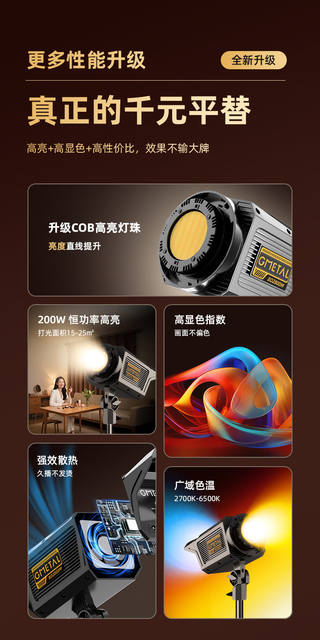 200W Live Streaming Fill Light, Professional Equipment for Streamers, Complete Set of Professional Live Broadcast Room Spherical Beauty Lighting for Photography and Shooting detail 4