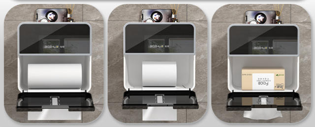 High-End Luxury Tissue Box, Double-Layer Bathroom Toilet Paper Holder, No-Drill Toilet Roll Holder, Tissue Storage Box, Drawer-Style detail 6
