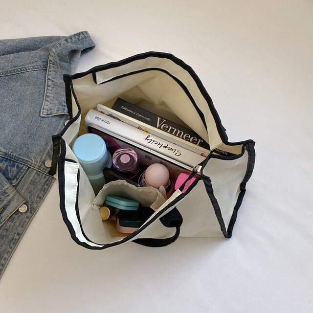 Canvas Big Bag 2024 New Tote Underarm Bag Fashion Commuter Handbag Large Capacity Outgoing Mummy Bag detail 4