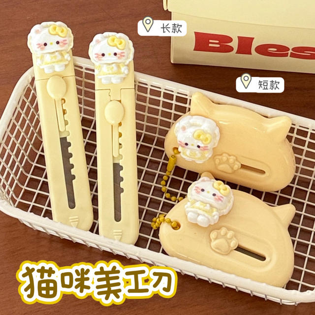 Cute Cat Utility Knife for Opening Packages, Journaling, and Cutting Paper, Ins Cream Style Portable Box Opener Knife Wholesale detail 6