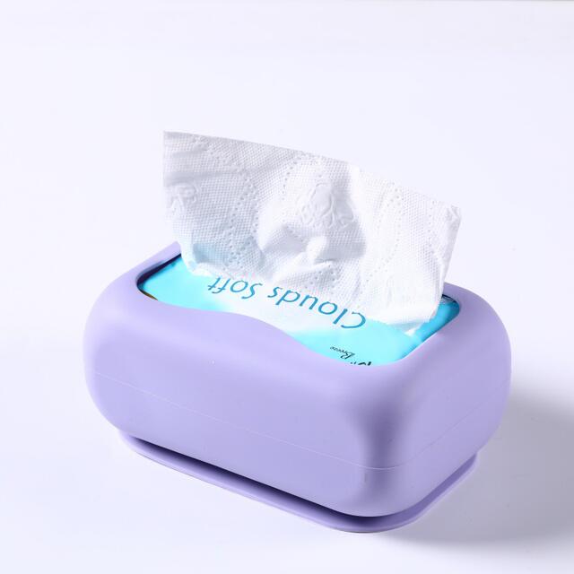 Suction Cup Tissue Box Silicone Creative Bedroom Coffee Table Adsorption Napkin Storage Box Living Room Car Soft Paper Box detail 5