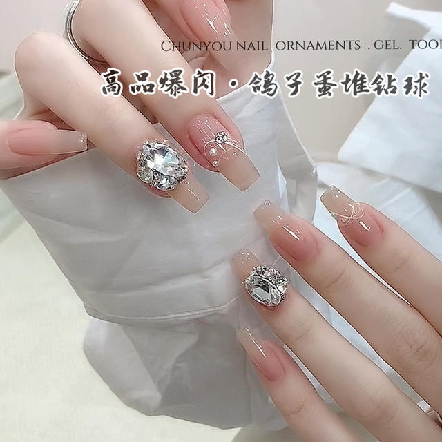High-Quality K9 Transparent White Pigeon Egg Stacked Diamond Dazzling Stacked Diamond Ball Nail Art Accessories Popular Internet Celebrity Super Shiny Nail Art Diamonds detail 8