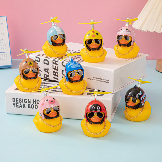 Car-mounted Wind-breaking Duck Creative Car Ornaments Electric Car Decorations Little Yellow Duck Bicycle Social Duck Vinyl Doll detail 2