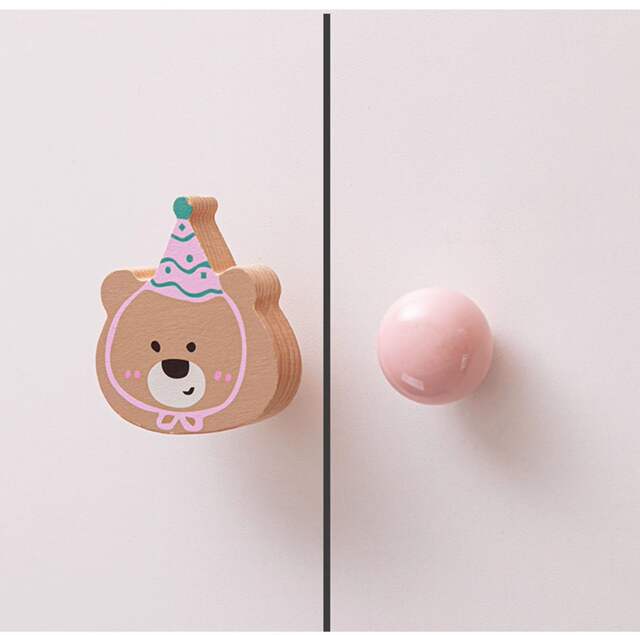 Puppy Wardrobe Handle Children's Room Cute Cabinet Door Handle Cat Bear Rabbit Drawer Wardrobe Solid Wood Handle detail 3
