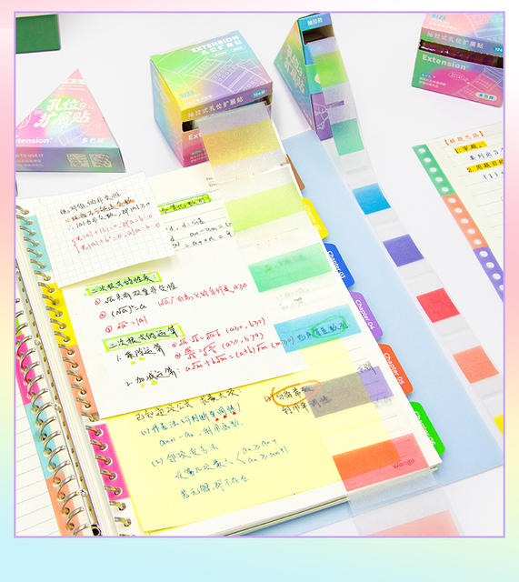 Dopamine Pull-Out Loose-Leaf Hole Expansion Stickers with Pearlescent Finish for Error Correction, High Aesthetic Value Sticky Notes for Middle and High School Students detail 12