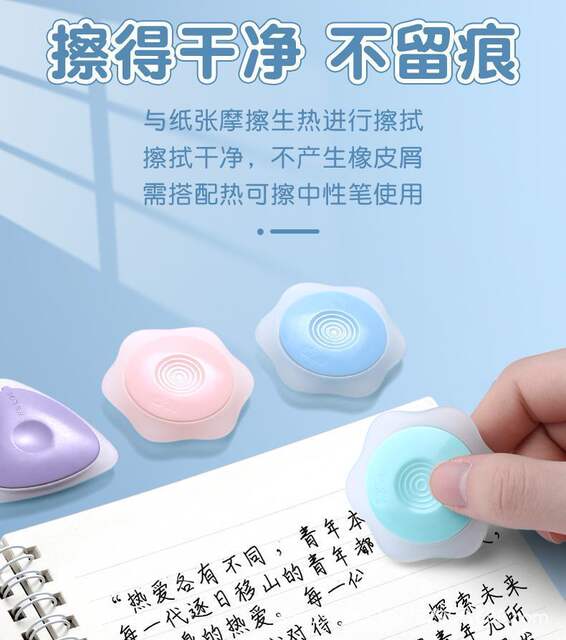 Morning Light Thermal Erasable Pen Special Eraser, Easy to Erase Cleanly Without Leaving Marks, Triangular Eraser, Thermal Sensitive detail 6