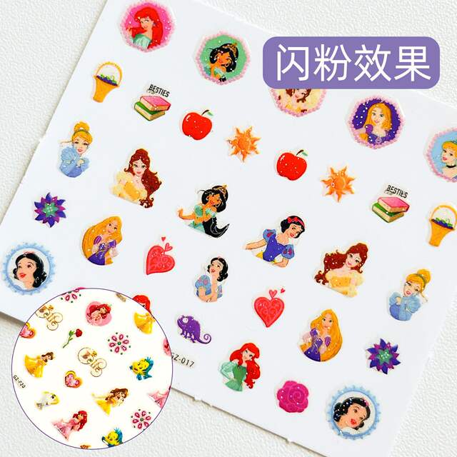 Manufacturer Wholesale 15 Cartoon Nail Stickers Set for Kidsren and Girls Ice and Snow Princess Star Dew Dress up Nail Art Stickers detail 11