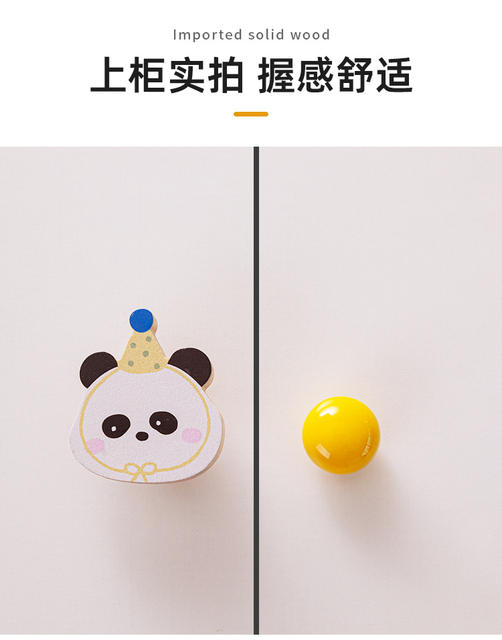 Puppy Wardrobe Handle Children's Room Cute Cabinet Door Handle Cat Bear Rabbit Drawer Wardrobe Solid Wood Handle detail 2