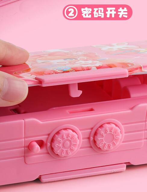 Happy Cute Girl Mechanical Password Large Pencil Case Multifunctional Stationery Box Girls' Model 2026 New Automatic Pencil Case detail 9