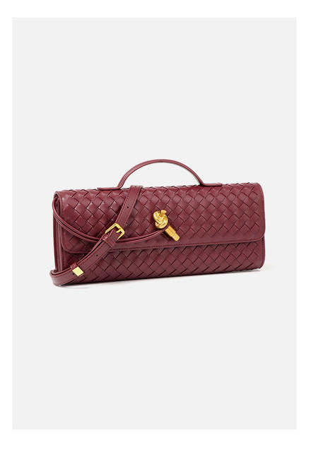 Woven Bag, Single-Shoulder Baguette Style, Niche High-End Horizontal Handbag, Evening Bag, Crossbody Versatile Bag, Fashionable and Exquisite detail 11