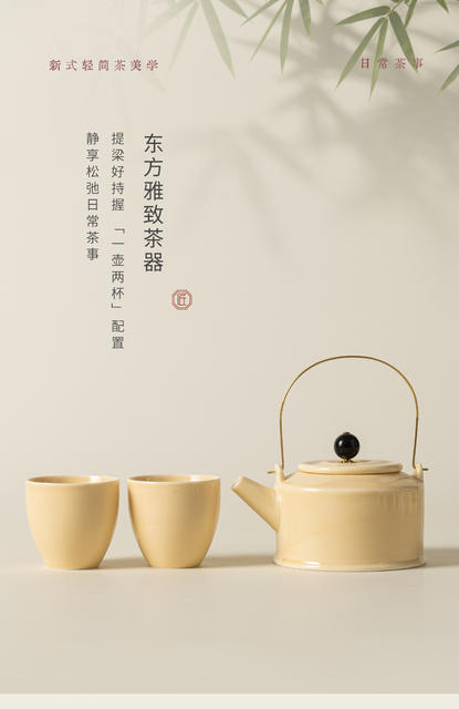 Dehua White Porcelain Teapot with Handle, Jade-Colored, High-End Chinese-Style Tea Set for Hotels, Ceramic Single Teapot Set detail 1