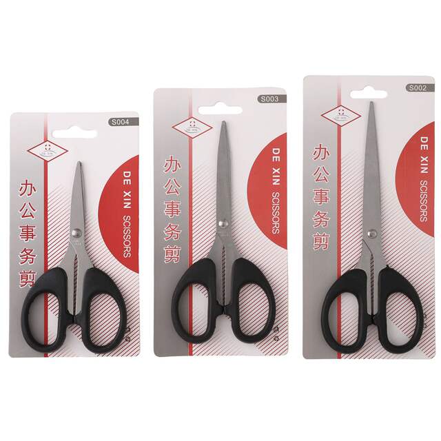 Large, Medium, and Small Pointed Stainless Steel Multi-Purpose Black-Handled Scissors for DIY Crafts, Office, and Home Stationery Cutting detail 1