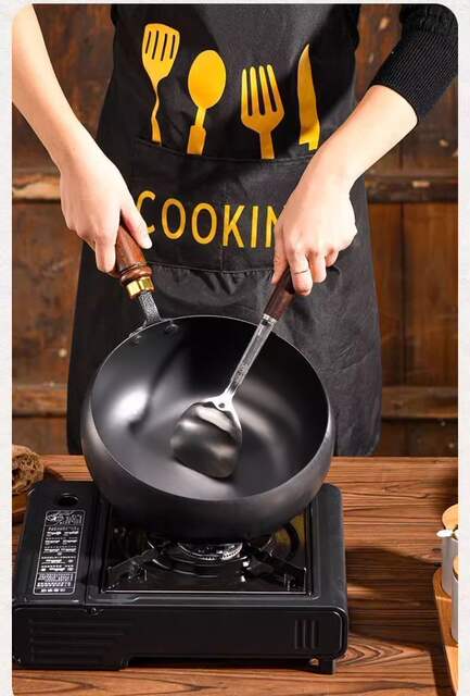 Zhangqiu Factory Direct Selling Ancient Belly Pot Household Frying Pan Uncoated Non-stick Pan Flat Bottom Hand Forged Iron Pot detail 6