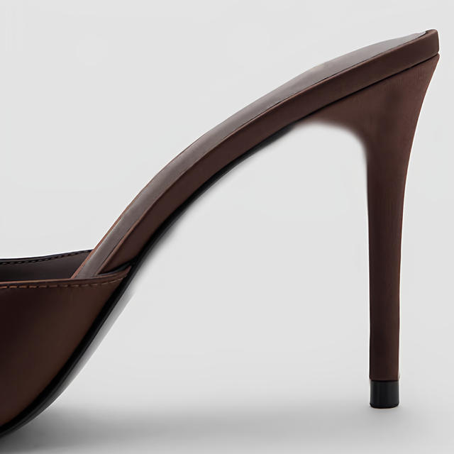 Plus-Size Fashion Simple Solid Color Slip-On High-Heeled Women's Slippers 2026 New Style Sexy Open-Toe Stiletto Shoes detail 7