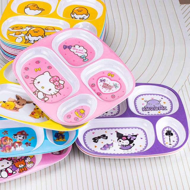 Children's Dinner Plate Separated Fruit Plate melamine Drop-resistant Tableware Set Cartoon Cute Kindergarten Baby Dining Plate detail 4