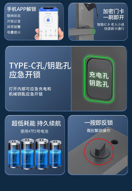 Huili Fingerprint Smart Lock for Homestay Entrance Doors, Semi-Automatic, Bluetooth Remote Password, Office and Home Use Lock Factory detail 6