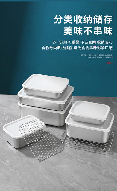 316 Fresh-Keeping Box 304 Stainless Steel Refrigerated Box with Lid Sealed Storage Box Refrigerator Food Storage Quick-Freezing Box detail 3