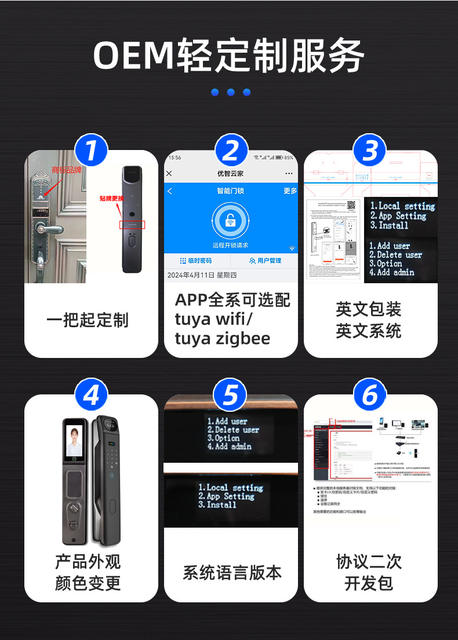 Cross-Border Fingerprint Lock, Face Recognition Fingerprint Password Lock for Entry Door, Remote Video Intercom Smart Door Lock Wholesale detail 5