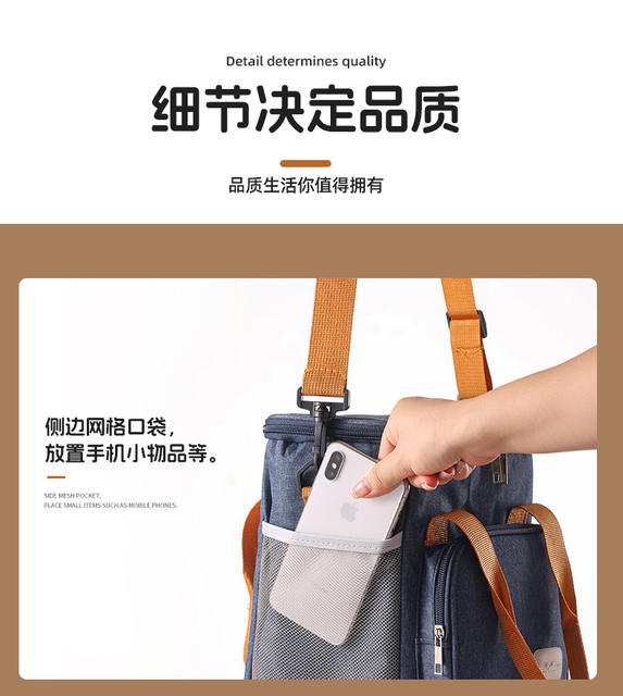 Shoulder Crossbody Ice Bag Portable Lunch Box Bag Outdoor picnic bag Large Capacity Fresh-keeping Bag Oxford Cloth Cold-keeping Insulation Bag detail 12