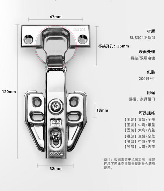Hafford hinge 304 stainless steel wardrobe cabinet door hydraulic hinge damping buffer two-stage force folding door hinge detail 9