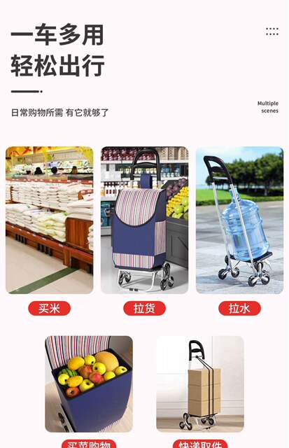 Shopping Cart for Elderly, Lightweight Portable Folding Trolley for Home Use and Climbing Stairs detail 4