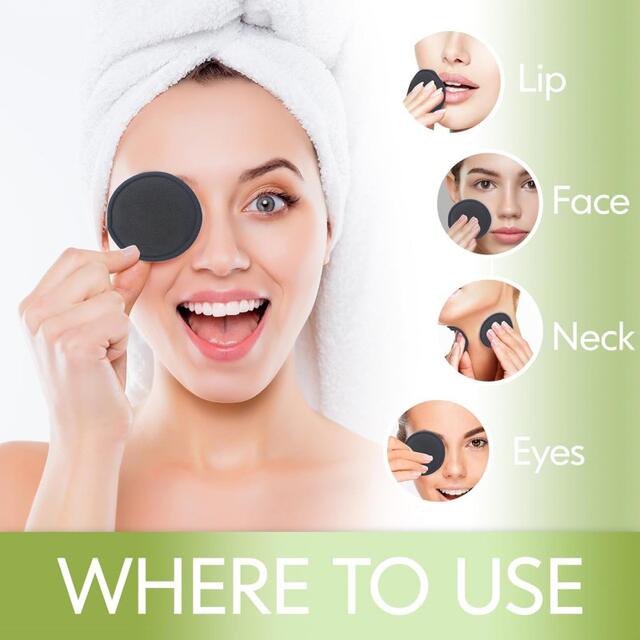 Manufacturer Wholesale Reusable Washable Makeup Remover Cotton Pads Two-Layer Facial Cleansing Pads Bamboo Charcoal Fiber Makeup Remover Pads detail 6
