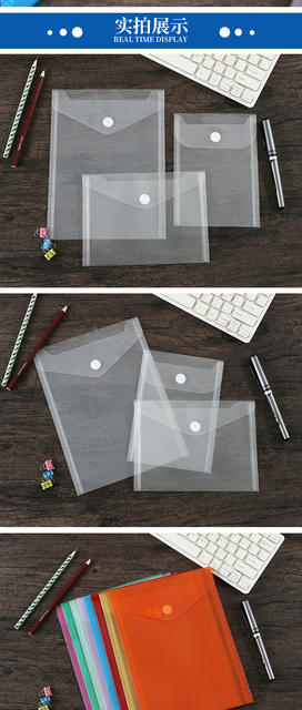 Wholesale A5 horizontal hook and loop transparent file bag vertical A4 certificate bill data hand account storage file bag detail 6