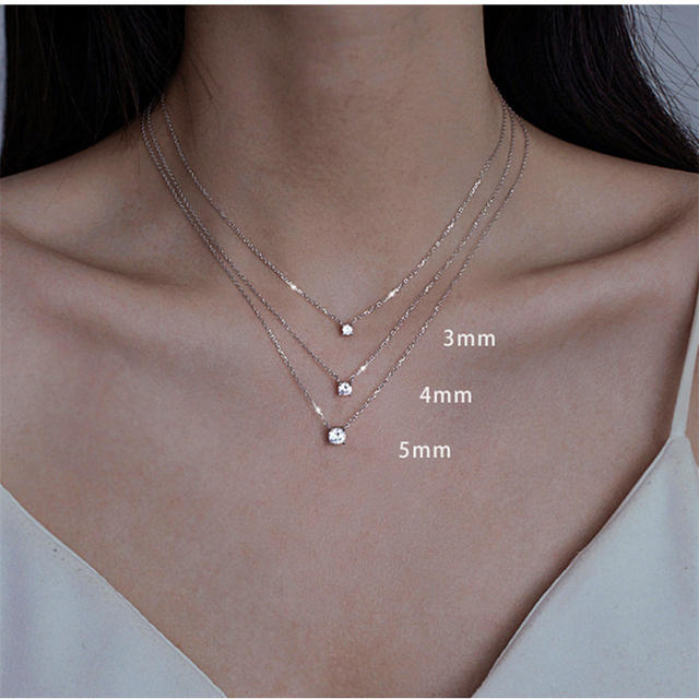 S925 Sterling Silver Plated 14K Gold Classic Four-claw Flash Diamond NecKlace Simple Elegant Women's Clavicle Chain ins Accessible Luxury NecKlace detail 4