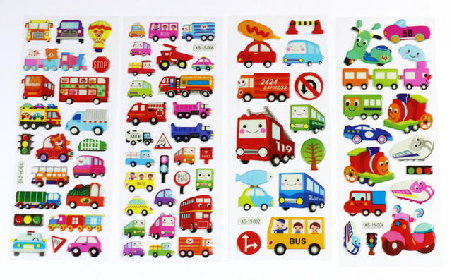 Engineering Vehicle Stickers, Transportation Bubble Stickers, Children's Cartoon Car Three-Dimensional Stickers, Cross-Border Birthday Party Gifts detail 10