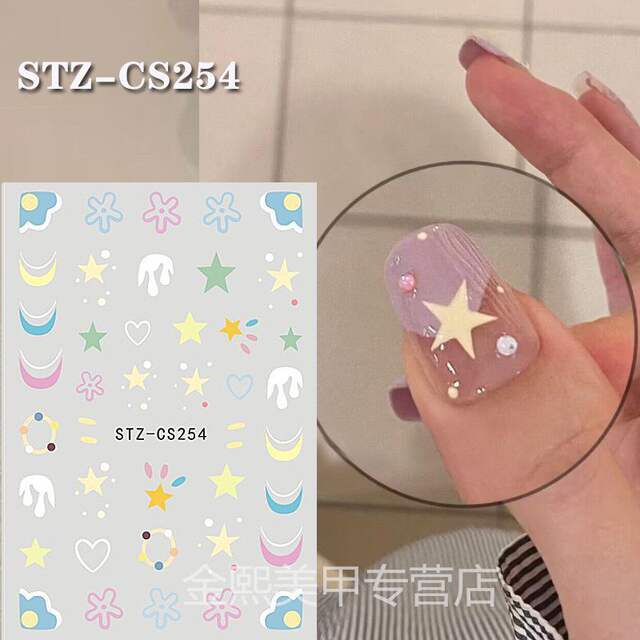Children's Nail Stickers, Girls' Non-Toxic Nail Art Stickers, Dopamine Rainbow 2026 New Self-Adhesive No-Bake Decorations detail 1