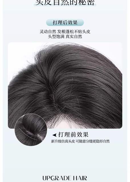 Full Lace Front Wig with Natural Seamless Middle Part Bangs, Black Long Straight Wig for Women with Long Hair detail 8