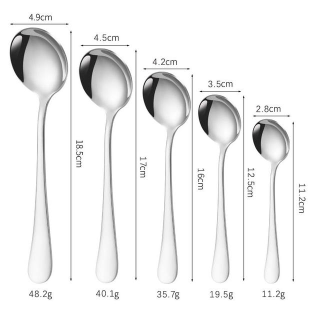 Stainless steel spoon household eating spoon spoon long handle dessert round spoon thickened 1010 hotel Western tableware wholesale detail 11