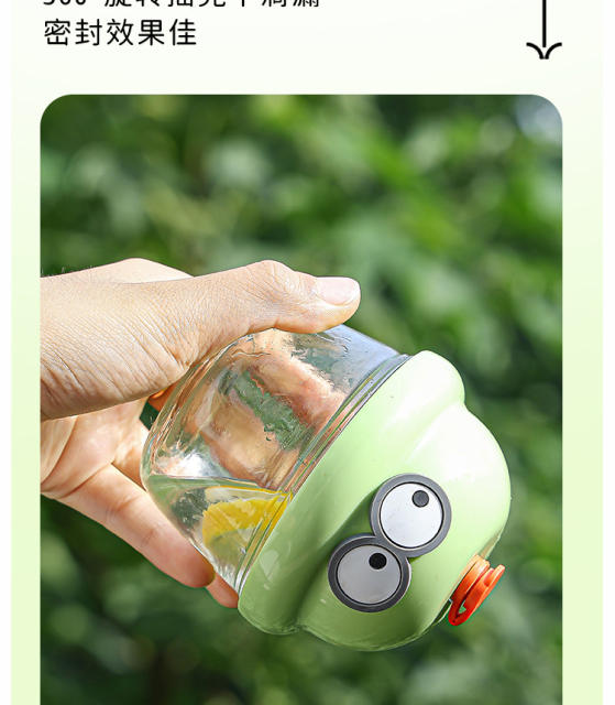 High-Appearance Mini Chubby Cup, Cute Straw Glass Cup, Trendy Internet Celebrity Cartoon Water Cup with Lid, Large Capacity Cup detail 9