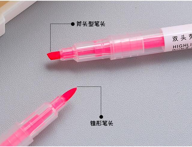 Double-head highlighter student hand account pen marker pen color marker pen 6 color painting pen stationery wholesale detail 2