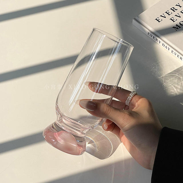 Ins-Style Pink Mountain Range Thick-Bottomed Mountain View Cup, High Aesthetic Creative Glass Cup, Coffee Cup, Beer Cup, Juice Cup detail 3