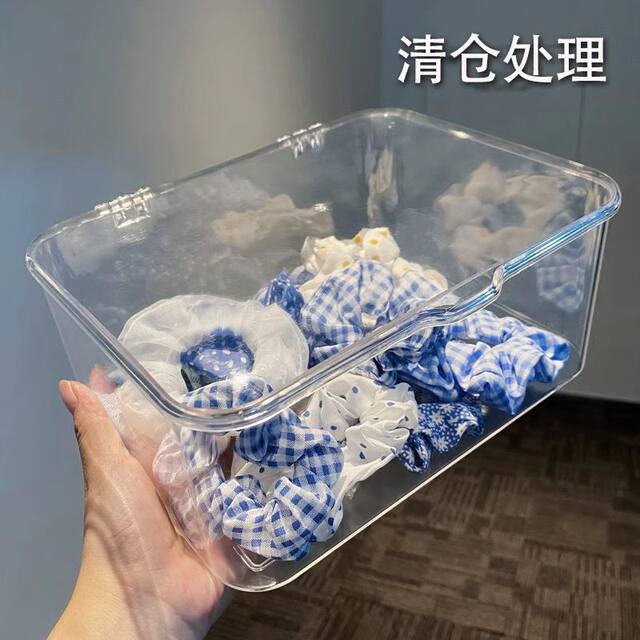 Flip-Top Desktop Storage Box, Transparent Acrylic Dust-Proof Organizer Box, Bedroom Dormitory Office Storage Basket with Lid detail 5