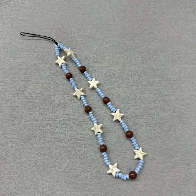 Ins Star Beaded Bracelet Ccd Phone Chain Camera Chain Pendant Niche Personalized Lanyard Phone Chain Blue Series detail 3
