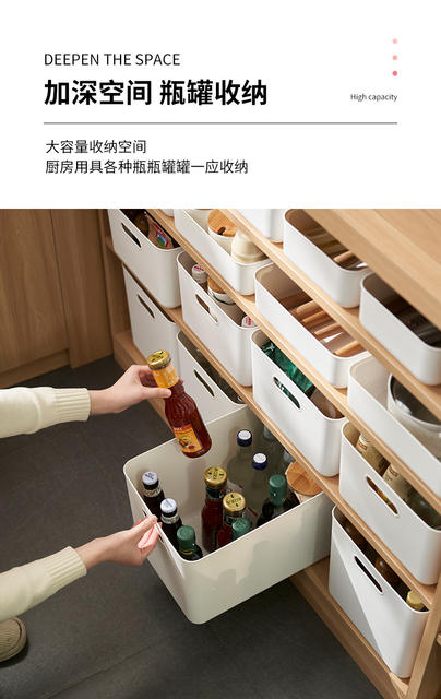 Miscellaneous Storage Box Desktop Cosmetics Organizer Dormitory Storage Kitchen Multifunctional Storage Basket Rectangular Pp Box detail 3