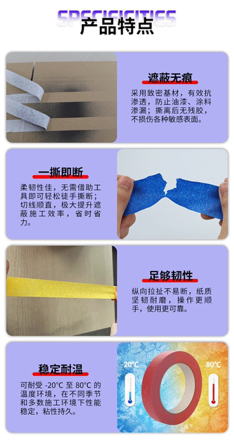 Masking Tape, Strong Adhesive White Decoration, Beautiful Seam Spray Paint, Color Separation Paper, Does Not Damage the Primer, Does Not Residual Glue, Masking Tape detail 5