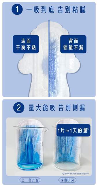 Sheyan Sanitary Napkins, Smooth and Soft, Made from Xinjiang Tianshan Cotton, Deep Blue Series, Ultra-Thin and Soft, Wholesale by the Box detail 10