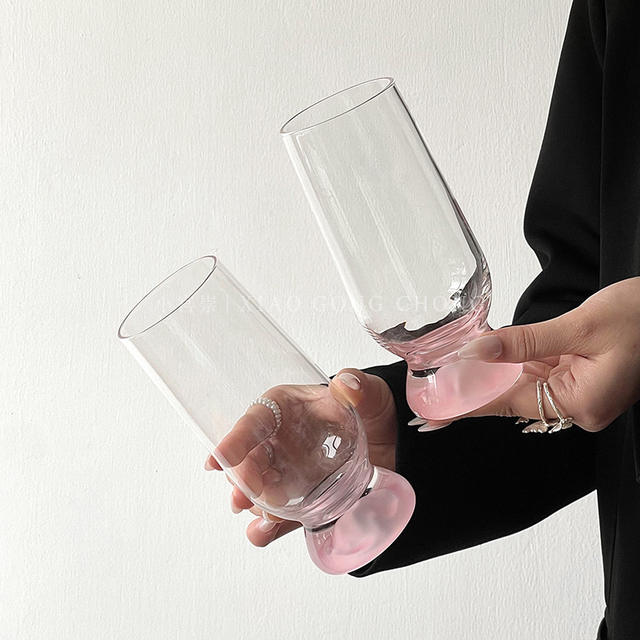 Ins-Style Pink Mountain Range Thick-Bottomed Mountain View Cup, High Aesthetic Creative Glass Cup, Coffee Cup, Beer Cup, Juice Cup detail 5
