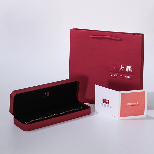 Chow Tai Fook Style Octagonal Jewelry Box, Red Leatherette Paper, Fashionable and High-End Gift Packaging for Wedding Gifts, Ring Box detail 7