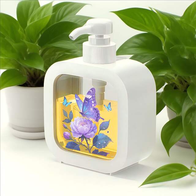 A Refillable Liquid Soap Dispenser in the Shape of a Butterfly Flower with a Cute Square Design That Combines.. detail 6
