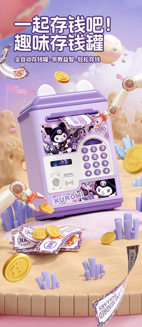 Cross-Border Children's Piggy Bank with Automatic Money Rolling, Fingerprint Password Lock, Electric Sound and Light Simulation, Smart Deposit Machine detail 1