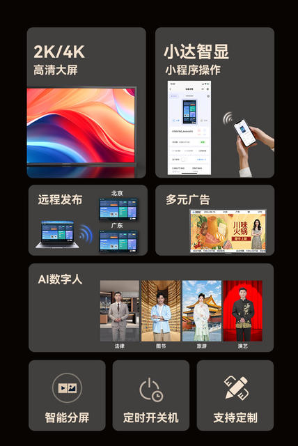 Hushida Wall-Mounted Advertising Machine Ai Digital Human Milk Tea Shop Ceiling-Mounted Supermarket Poster Display Touch All-In-One Machine detail 4