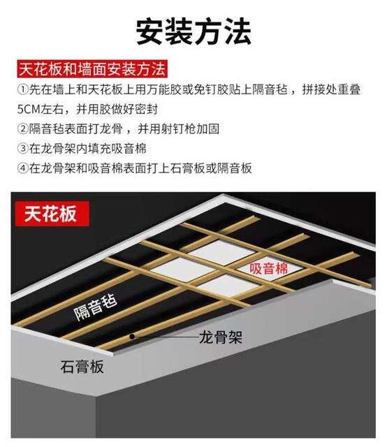 Damping Sound Insulation Felt Ceiling Wall Sound Insulation Material Home Decoration Environmental Protection Sound Insulation Blanket Meeting Room Bar KTV Sound Insulation Felt detail 10
