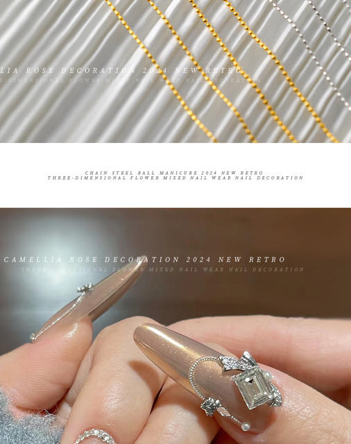 Japanese Nail Art Chain Gold and Silver Small Steel Ball Thin Chain Internet Popular Metal Jewelry Nail Accessories Nail Art Jewelry detail 5