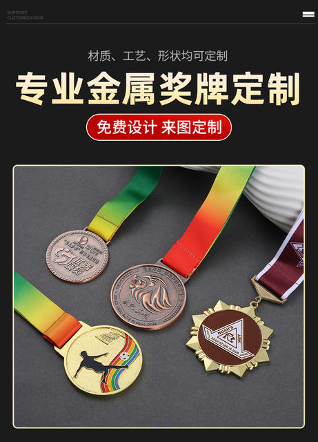 Custom Metal Medals for World Cup Competitions, Marathon Awards, Event Commemorations, Logo Rewards, and Enamel Hanging Badges detail 1