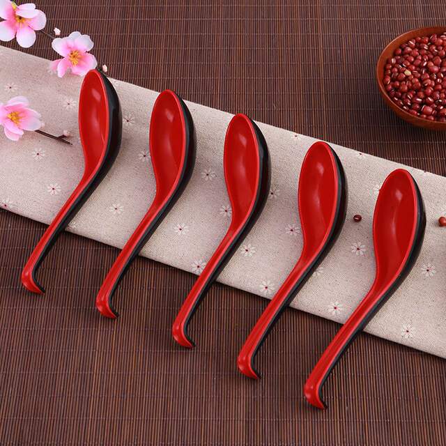 Practical Red and Black High-Temperature Melamine Spoon, Imitation Porcelain Long-Handled Spoon, Anti-Scalding and Anti-Slip Soup Spoon, Noodle Spoon Manufacturer detail 2